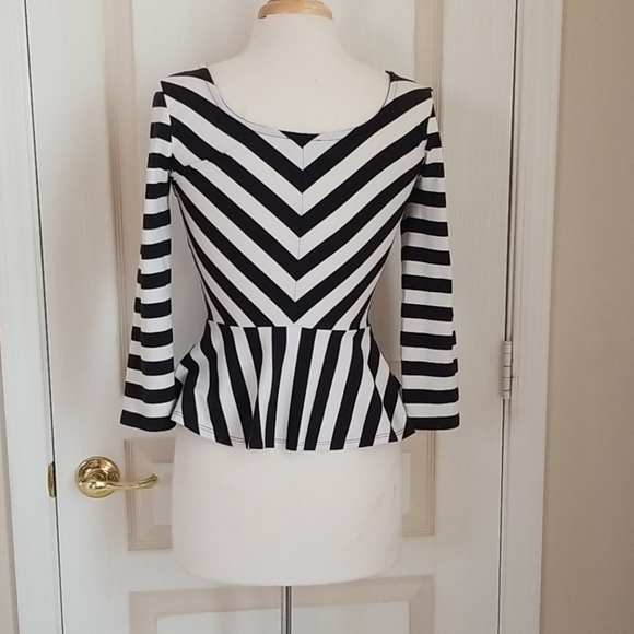 Bebe Striped Peplum Top - Picture 3 of 3